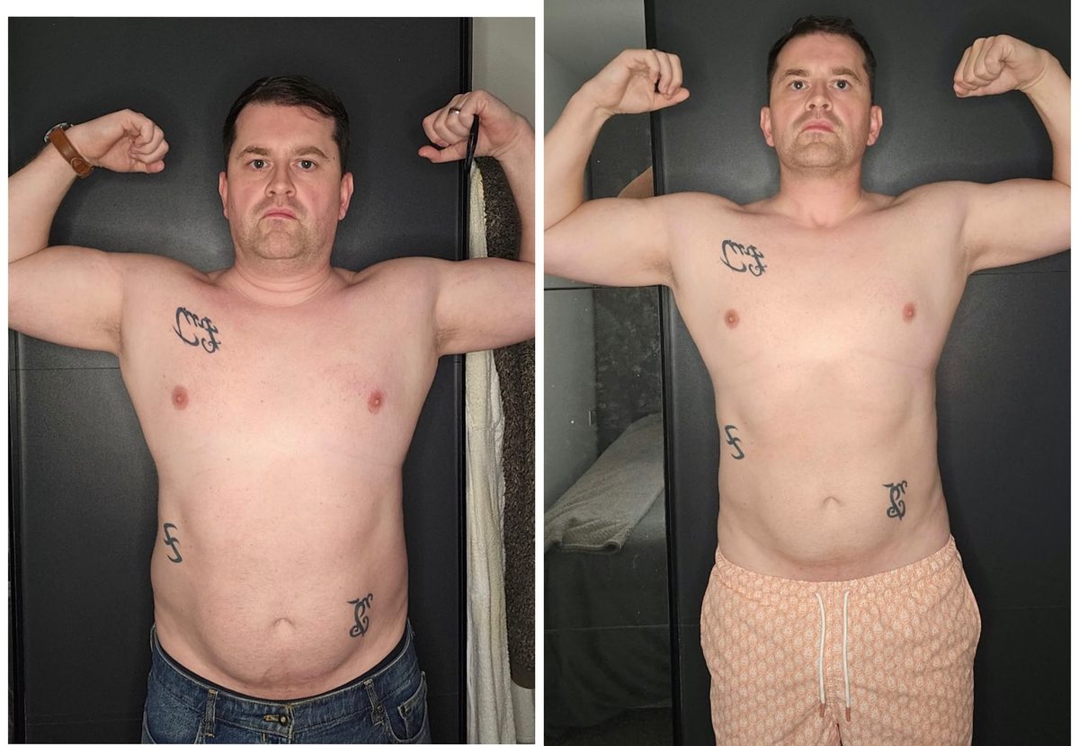 Phil double bicep before and after progress photo